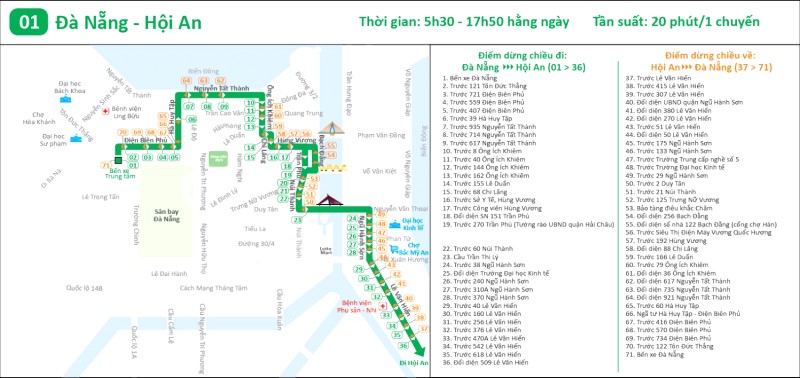 Lịch trình xe bus Đà Nẵng - Hội An chi tiết.