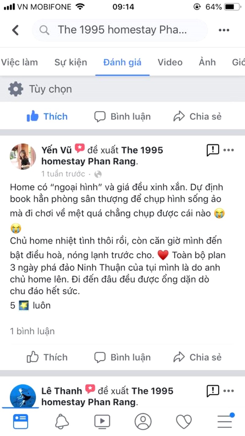 Đánh giá của mọi người về homestay 