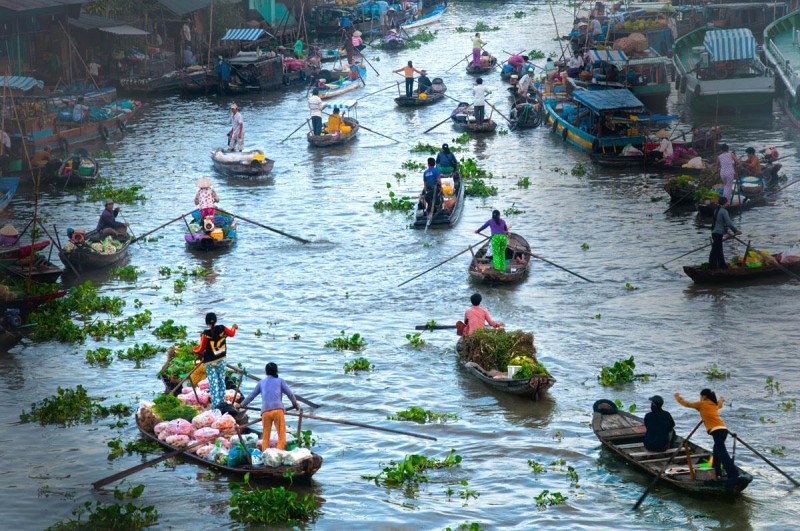 Phiên chợ quê miền Tây nhộn nhịp, sôi động.