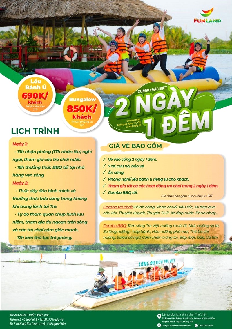 Làng du lịch có tour 2 ngày 1 đêm.