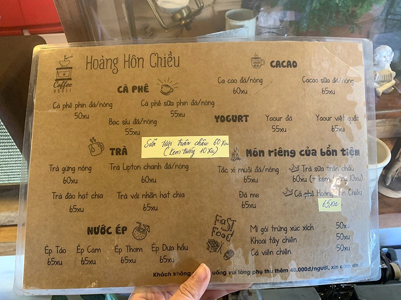 Hoàng Hôn Cafe - Menu