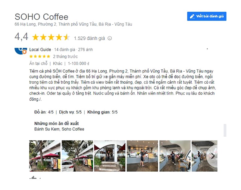 Soho Coffee được yêu thích bởi thực khách.