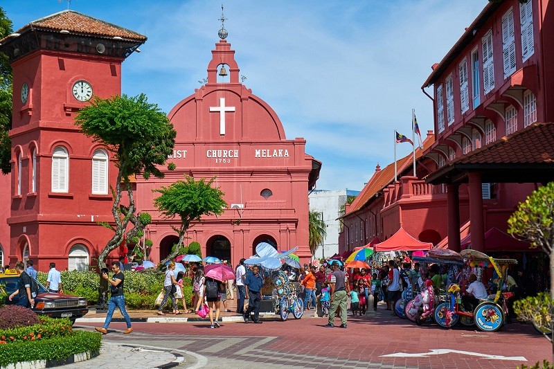 Nhà thờ Thiên chúa giáo Malacca, biểu tượng của thành phố, phản ánh rõ nét dấu ấn Hà Lan.