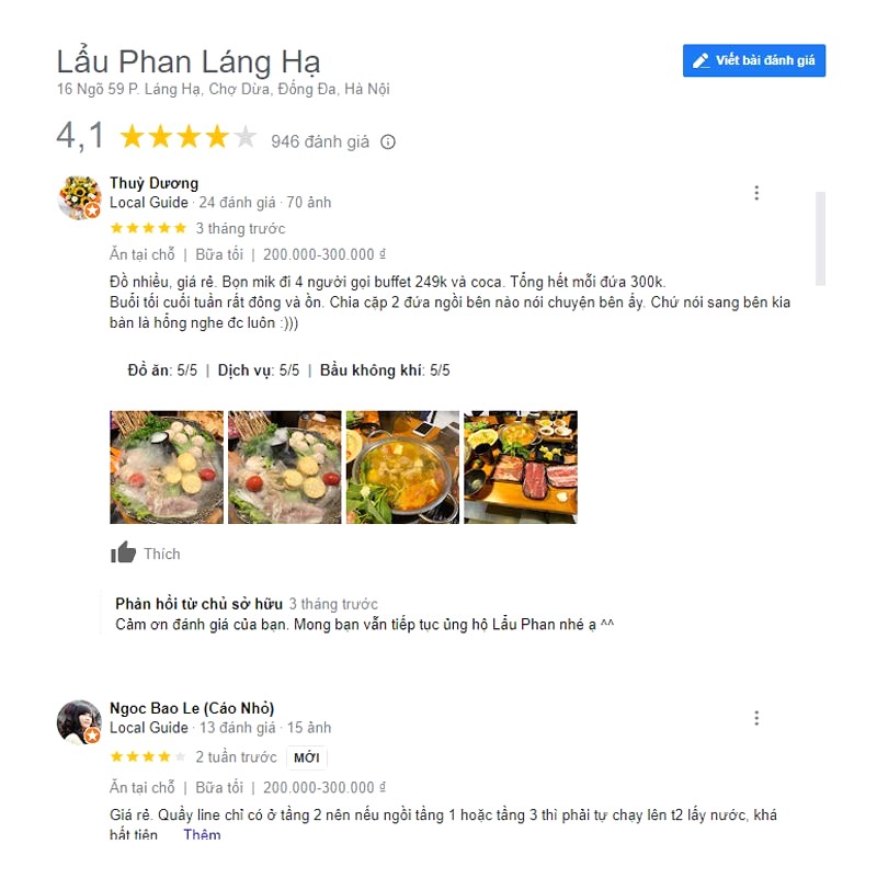 Lẩu Phan Láng Hạ đông khách, hơi ồn.