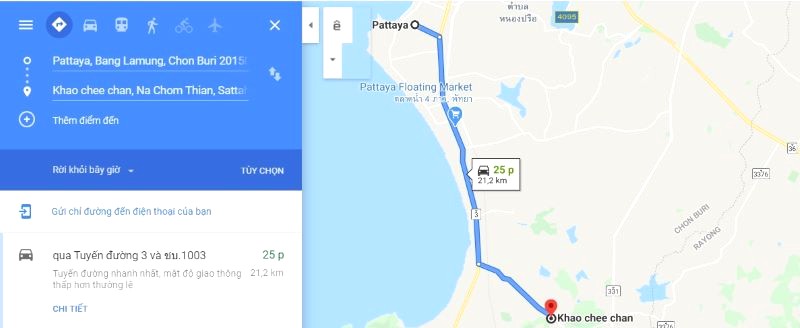 Di chuyển từ Pattaya đến Khao Chee Chan như thế nào?