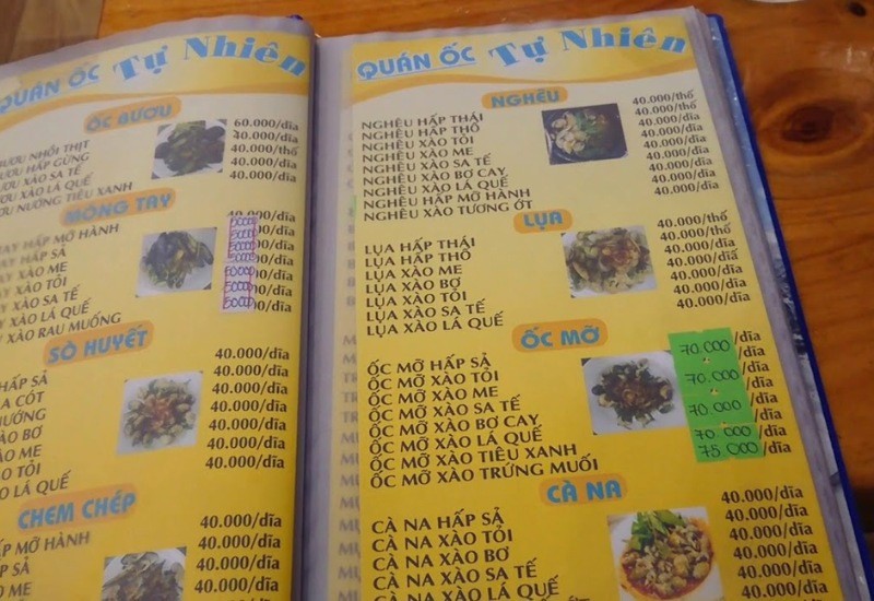 Menu đa dạng, phong phú cách chế biến.