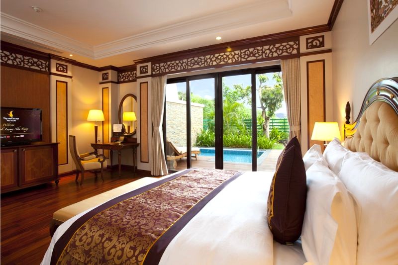 Loại biệt thự Vinpearl Luxury Nha Trang khác nhau sẽ có giường King hoặc Twin.