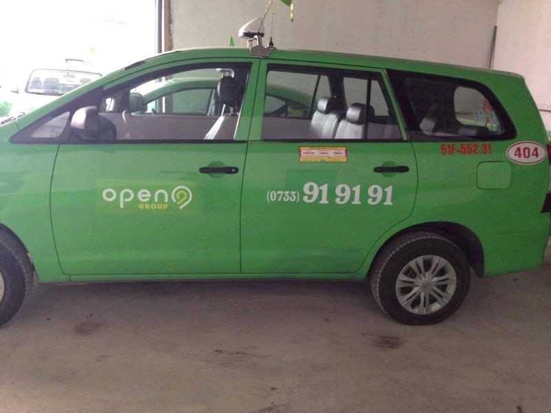 Open99 Taxi, dễ nhận diện với màu xanh lá đặc trưng. (Ảnh: Taxi Open99 Tiền Giang)