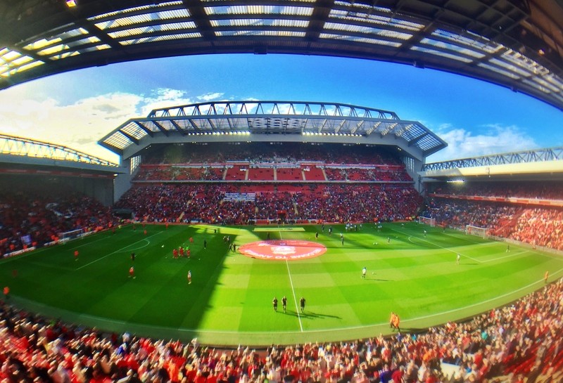 Anfield, sân vận động nổi tiếng của Liverpool, Merseyside, Anh. (Ảnh: Ruaraidh Gillies)