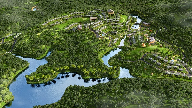 Resort phủ xanh mát từ trên cao.