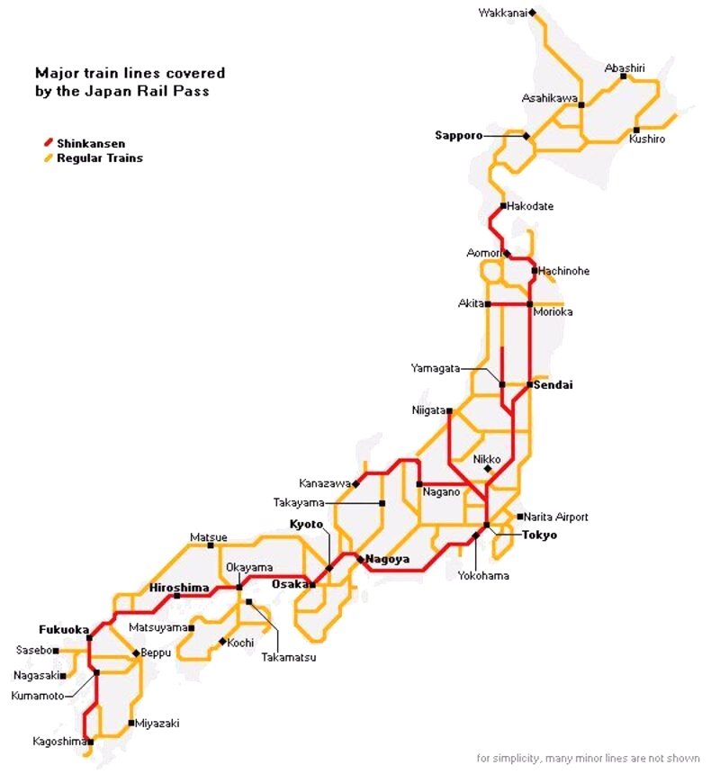 Bản đồ JR Pass Nhật Bản