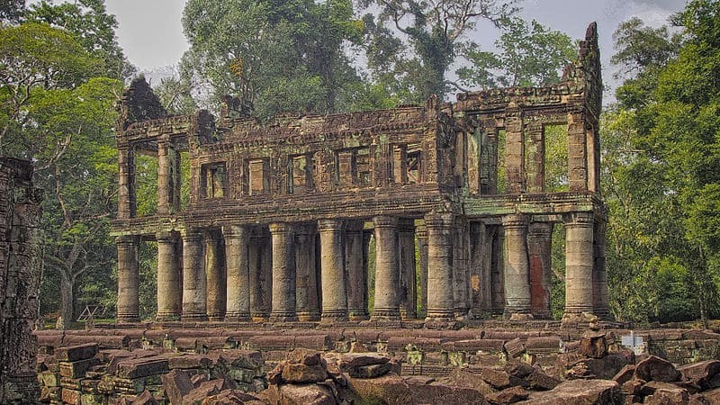 Nằm cách Angkor Thom 2 km về phía Đông Bắc, Preah Khan là một ngôi đền nổi tiếng. (Ảnh: Clay Gilliland)