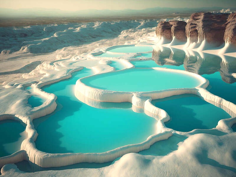 Pamukkale: Lâu đài bông trắng muốt, vẻ đẹp siêu thực. (Ảnh: tripventura)