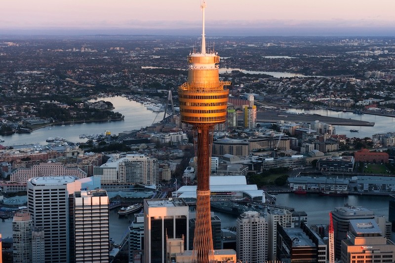 Sydney Tower Eye, biểu tượng của Sydney, tọa lạc tại trung tâm thành phố, bờ Nam nước Úc. (Ảnh: sydneytowereye)