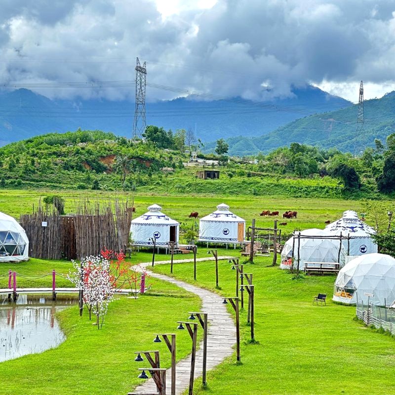 Lều Mông Cổ của Hani Glamping Đà Nẵng lý tưởng cho gia đình và nhóm bạn. (Ảnh: Glamping)