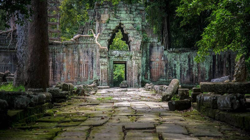 Preah Khan, ngôi đền Phật giáo được xây dựng năm 1191, thế kỷ 12 sau Công Nguyên. (Ảnh: tg_fiesta)