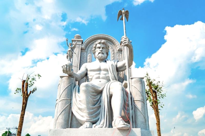 Tượng thần Zeus tại công viên The Miracle toát lên sự tinh tế từ phong thái đến từng đường nét, phản ánh kỹ thuật và tâm huyết của đội ngũ thiết kế. (Ảnh: thamhiemmekong)