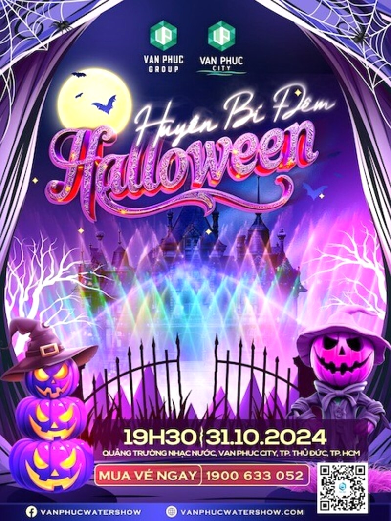 Chương trình nhạc nước Halloween tại Van Phuc City. (Ảnh: Báo Pháp Luật)