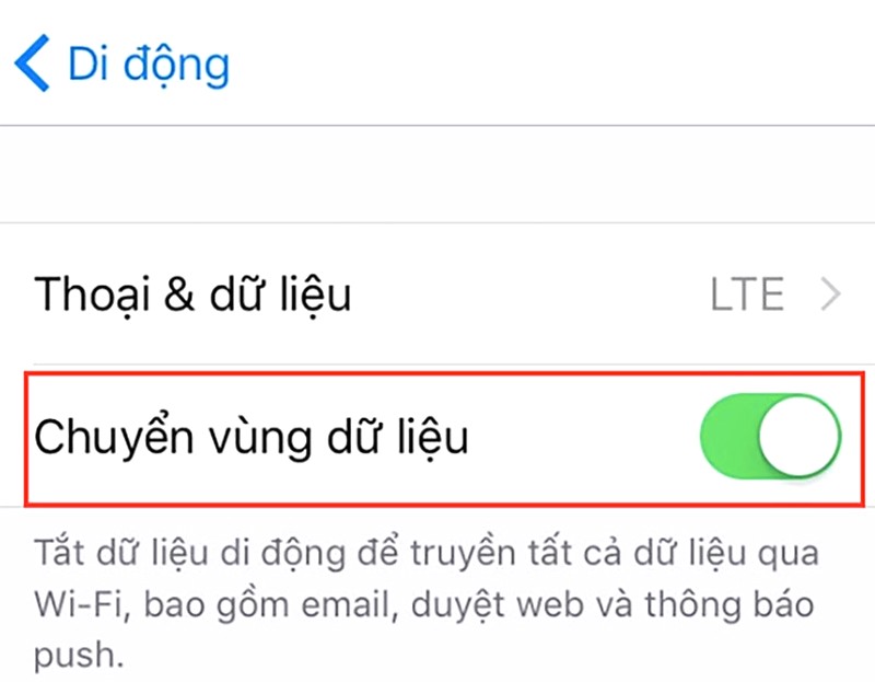 Bật chuyển vùng dữ liệu sau khi lắp sim quốc tế để sử dụng. Ảnh: vietteltelecom.